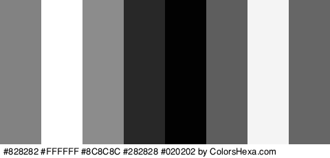#828282 #FFFFFF #8C8C8C #282828 #020202 #5E5E5E #F4F4F4 #666666 Colors Logo