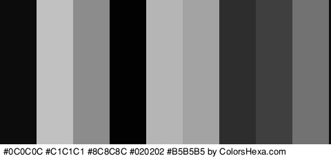 #0C0C0C #C1C1C1 #8C8C8C #020202 #B5B5B5 #A3A3A3 #2D2D2D #3F3F3F #727272 Colors Logo