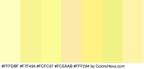 #FFFDBF #F7F494 #FCFC97 #FCEAAB #FFF284 #F0F285 #FFF3AA Colors Logo