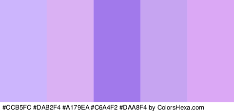 #CCB5FC #DAB2F4 #A179EA #C6A4F2 #DAA8F4 Colors Logo