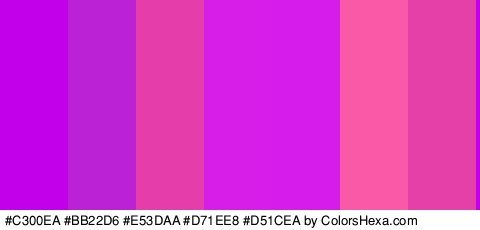 #C300EA #BB22D6 #E53DAA #D71EE8 #D51CEA #F959A7 #E540A8 Colors Logo