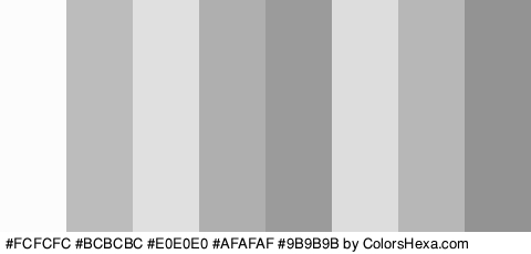 #FCFCFC #BCBCBC #E0E0E0 #AFAFAF #9B9B9B #DDDDDD #B7B7B7 #939393 Colors Logo