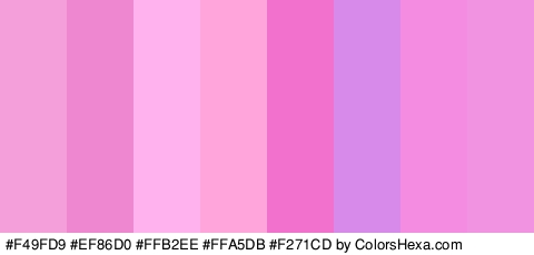 #F49FD9 #EF86D0 #FFB2EE #FFA5DB #F271CD #D88AEA #F48DE1 #F293E2 Colors Logo