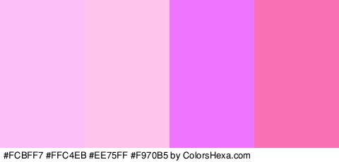 #FCBFF7 #FFC4EB #EE75FF #F970B5 Colors Logo
