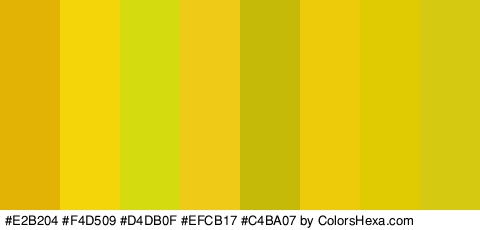 #E2B204 #F4D509 #D4DB0F #EFCB17 #C4BA07 #EDCB0B #E0CA02 #D6C911 Colors Logo