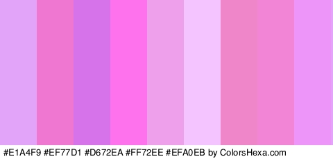 #E1A4F9 #EF77D1 #D672EA #FF72EE #EFA0EB #F3C4FF #EF86C9 #F285D6 #EE95F9 Colors Logo
