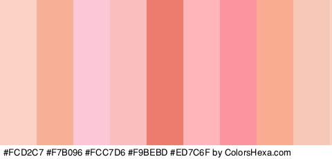 #FCD2C7 #F7B096 #FCC7D6 #F9BEBD #ED7C6F #FFB5B9 #FC949F #F9AC90 #F7C7B7 Colors Logo