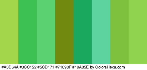 #A3D64A #3CC152 #5CD171 #71890F #19A85E #5DD3A0 #7EC13F #90D34E Colors Logo