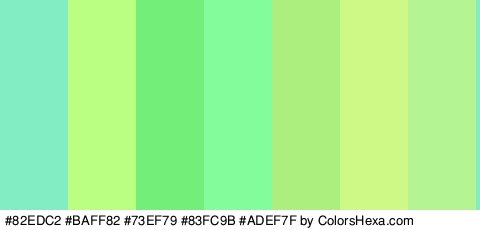 #82EDC2 #BAFF82 #73EF79 #83FC9B #ADEF7F #CFF986 #B5F492 Colors Logo