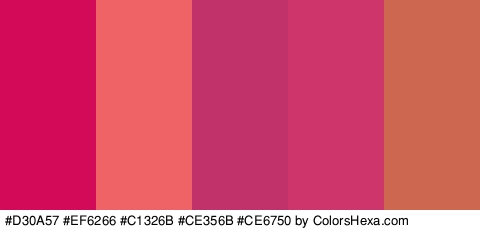 #D30A57 #EF6266 #C1326B #CE356B #CE6750 Colors Logo
