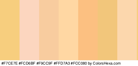 #F7CE7E #FCD6BF #F9CC9F #FFD7A3 #FCC080 #F2C67B #FCD7AE Colors Logo