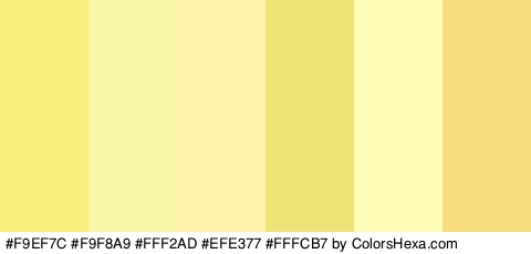 #F9EF7C #F9F8A9 #FFF2AD #EFE377 #FFFCB7 #F7DD80 Colors Logo