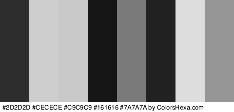 #2D2D2D #CECECE #C9C9C9 #161616 #7A7A7A #212121 #DDDDDD #969696 Colors Logo