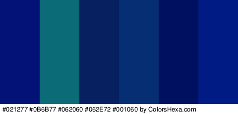 #021277 #0B6B77 #062060 #062E72 #001060 #001C84 Colors Logo