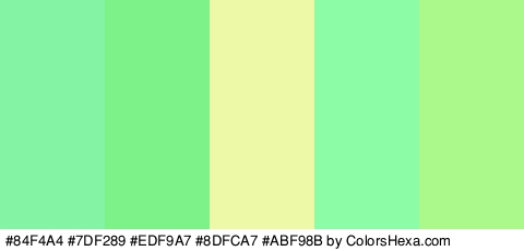 #84F4A4 #7DF289 #EDF9A7 #8DFCA7 #ABF98B Colors Logo