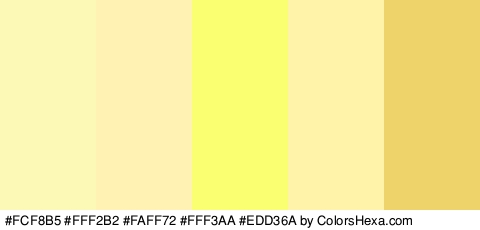 #FCF8B5 #FFF2B2 #FAFF72 #FFF3AA #EDD36A Colors Logo