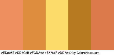 #ED905E #DD8C3B #FCDA6A #B7781F #DD7A49 Colors Logo