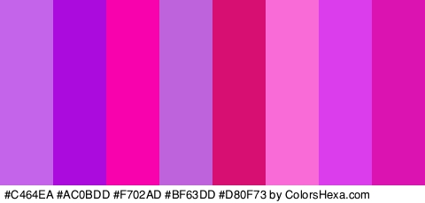 #C464EA #AC0BDD #F702AD #BF63DD #D80F73 #F96BD6 #DB3DED #DB13B0 Colors Logo