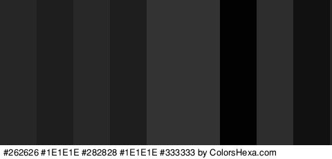 #262626 #1E1E1E #282828 #1E1E1E #333333 #333333 #020202 #2D2D2D #111111 Colors Logo