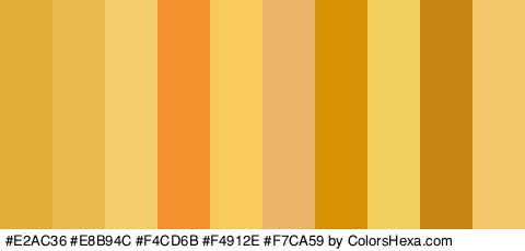 #E2AC36 #E8B94C #F4CD6B #F4912E #F7CA59 #EAB469 #D69004 #EFCE5F #C68513 #F4C76B Colors Logo