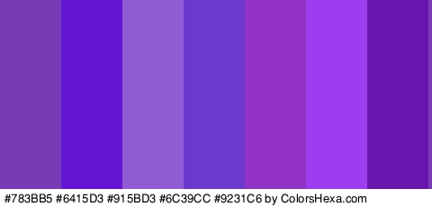 #783BB5 #6415D3 #915BD3 #6C39CC #9231C6 #9C3EEF #6814AD Colors Logo