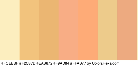 #FCEEBF #F2C37D #EAB672 #F9AD84 #FFAB77 #EDCC8B #EDA980 Colors Logo