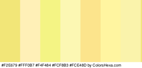#F2E679 #FFF0B7 #F4F484 #FCF8B3 #FCE48D #FFF5A0 #F9F3AC Colors Logo