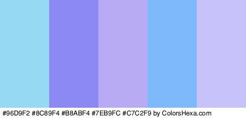 #96D9F2 #8C89F4 #B8ABF4 #7EB9FC #C7C2F9 Colors Logo