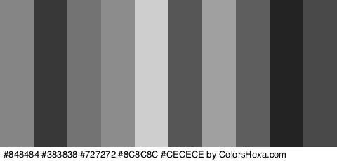 #848484 #383838 #727272 #8C8C8C #CECECE #565656 #A0A0A0 #5E5E5E #232323 #494949 Colors Logo