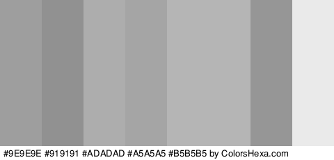 #9E9E9E #919191 #ADADAD #A5A5A5 #B5B5B5 #B5B5B5 #969696 #EAEAEA Colors Logo