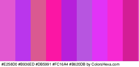 #E258D0 #B936ED #DB5991 #FC16A4 #B620DB #B855E0 #E033F7 #F727D1 #D31D96 Colors Logo