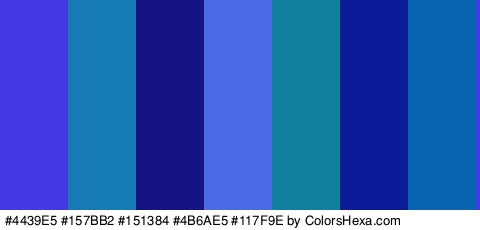 #4439E5 #157BB2 #151384 #4B6AE5 #117F9E #0C1C99 #0A64B2 Colors Logo