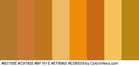 #B2792E #C97832 #BF761E #EFB962 #ED8E09 #C96A18 #F9C159 #B78716 Colors Logo