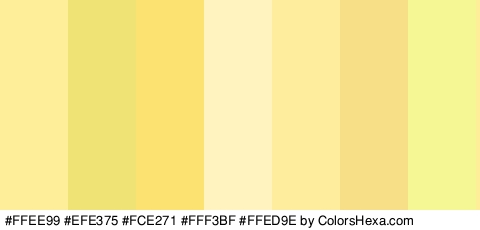 #FFEE99 #EFE375 #FCE271 #FFF3BF #FFED9E #F7DF88 #F5F794 Colors Logo