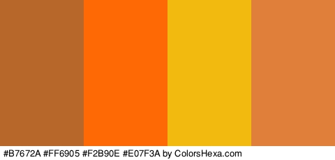 #B7672A #FF6905 #F2B90E #E07F3A Colors Logo