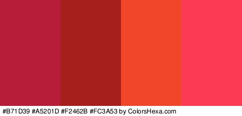 #B71D39 #A5201D #F2462B #FC3A53 Colors Logo