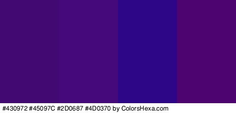 #430972 #45097C #2D0687 #4D0370 Colors Logo