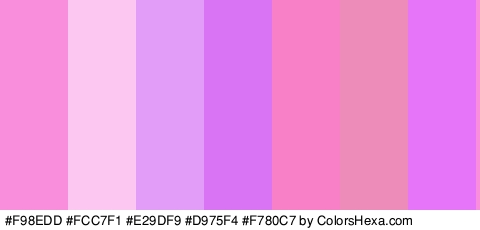 #F98EDD #FCC7F1 #E29DF9 #D975F4 #F780C7 #ED8BB9 #E675F9 Colors Logo