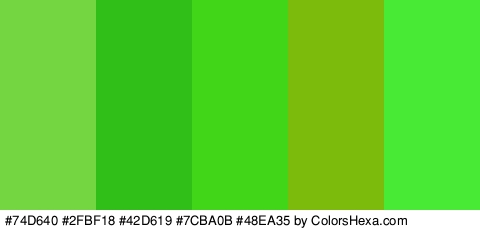 #74D640 #2FBF18 #42D619 #7CBA0B #48EA35 Colors Logo