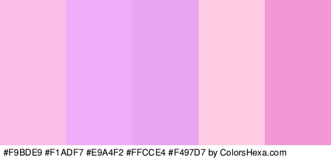 #F9BDE9 #F1ADF7 #E9A4F2 #FFCCE4 #F497D7 Colors Logo