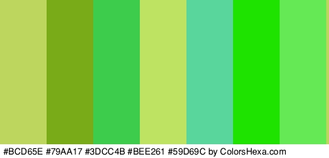 #BCD65E #79AA17 #3DCC4B #BEE261 #59D69C #1EE200 #65EA56 Colors Logo