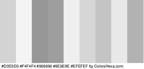 #D3D3D3 #F4F4F4 #969696 #9E9E9E #EFEFEF #D6D6D6 #C4C4C4 #E8E8E8 #B2B2B2 Colors Logo
