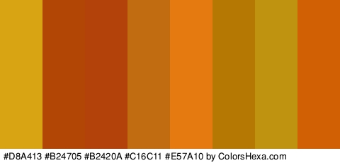 #D8A413 #B24705 #B2420A #C16C11 #E57A10 #B57903 #BF930F #D16004 Colors Logo