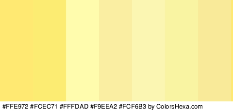 #FFE972 #FCEC71 #FFFDAD #F9EEA2 #FCF6B3 #F9F4A2 #F9EA9A Colors Logo