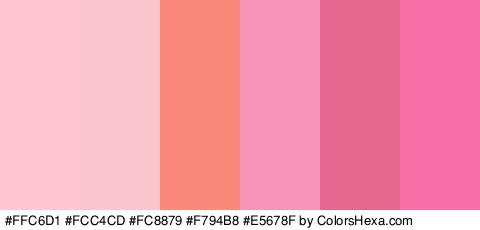 #FFC6D1 #FCC4CD #FC8879 #F794B8 #E5678F #F76FA5 Colors Logo