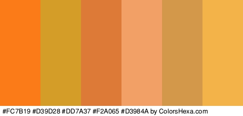 #FC7B19 #D39D28 #DD7A37 #F2A065 #D3984A #F4B349 Colors Logo