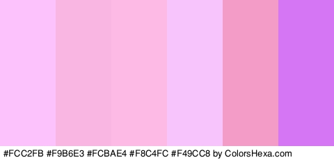 #FCC2FB #F9B6E3 #FCBAE4 #F8C4FC #F49CC8 #D577F4 Colors Logo
