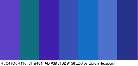 #5C41C6 #116F7F #401FAD #3951B2 #156EC6 #4D71CC #273189 Colors Logo