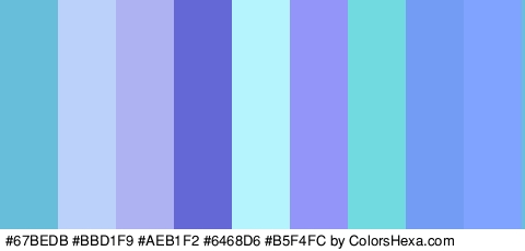 #67BEDB #BBD1F9 #AEB1F2 #6468D6 #B5F4FC #9395F9 #70DAE0 #739CF4 #7FA3FF Colors Logo