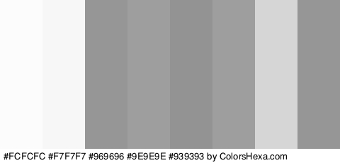 #FCFCFC #F7F7F7 #969696 #9E9E9E #939393 #9E9E9E #D6D6D6 #969696 Colors Logo